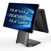 Système de caisse enregistreuse POS à double écran 15,6''+11,6'' N2840 Nouveau système de caisse enregistreuse pour restaurant Point de vente