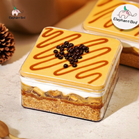 Boîte à pâtisserie transparente recyclable en PS de haute qualité, conteneur d'emballage durable pour gâteau tiramisu, dessert imprimé UV, sucré
