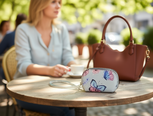 Portamonete Semicircolare da Donna con Cinturino da Polso, 5 Pollici, in Microfibra Sintetica, Chiusura a Cerniera, Mini Motivo Cartoon - Product Image 2