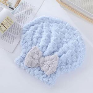 Bonnet de bain en polaire corail épais à séchage rapide et absorbant, avec nœud, pour princesse, bonnet de séchage de cheveux mignon - Product Image 4