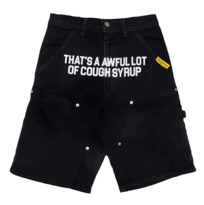 Shorts en jean streetwear pour hommes avec impression de lettres 'THAT'S A AWFUL LOT OF COUGH SYRUP', style Hip Hop, coupe ample - Product Image 3