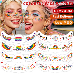 Venta al por mayor <span class=keywords><strong>de</strong></span> pegatinas <span class=keywords><strong>de</strong></span> <span class=keywords><strong>tatuajes</strong></span> faciales <span class=keywords><strong>de</strong></span> pecas con patrones mixtos <span class=keywords><strong>de</strong></span> arcoíris y corazones para disfraces <span class=keywords><strong>de</strong></span> cosplay <span class=keywords><strong>de</strong></span> clubes y el <span class=keywords><strong>Mes</strong></span> del Orgullo LGBTQ - Product Image 2