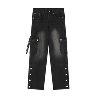 Hip Hop Denim Salopette Hommes Denim Jeans Tapered Denim Cargo Pantalon Hommes Pantalons Jeans