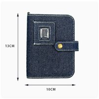 Carnet d'étudiant fait main avec pages intérieures en denim bleu rétro, imprimé de dessins animés, avec poche accessoire pour le transport