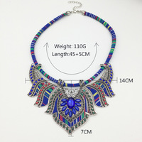 Ensemble de bijoux ethniques personnalisés en gros, collier statement en alliage avec strass colorés, grand choker style bohème