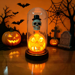 Décoration de fête d'Halloween KZR, lumières LED en forme de citrouille et de fantôme - bois et acrylique, pour adultes - Product Image 1
