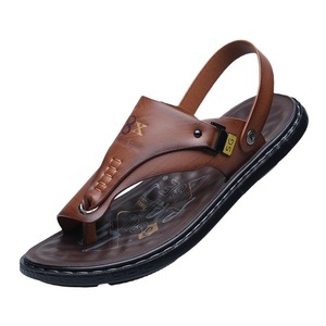 T-Strap Sandals Men Genuine Leather Rubber Outsole Anti Slip Open Toe Casual <b>Beach</b> <b>Shoes</b> Summer Style - Product Image 5