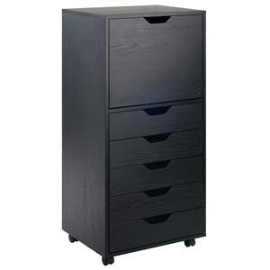 DB Halifax Gabinete de almacenamiento alto de 5 cajones Negro-Organizador elegante - Product Image 1