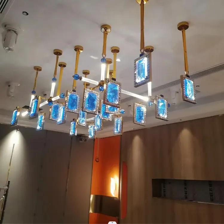 Beruf anpassen Hotel Lobby Bar TKV Villa Leder Kunst Glas Innen dekorative große Luxus Kristall Kronleuchter