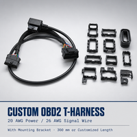 Kit T-Harness OBD2 Universal Kabel Ekstensi Adaptor Splitter Female dengan Braket Pemasangan untuk Pelacak GPS Mobil