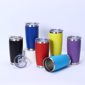 Gobelets isothermes en acier inoxydable de 20 oz avec couvercle, revêtement en poudre, vente en gros, en vrac - Product Image 6