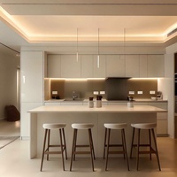 Meuble de cuisine design bois avec charnières à fermeture amortie, accessoires pour paniers, four, micro-ondes, réfrigérateur, prêt à assembler, en contreplaqué et panneau de particules