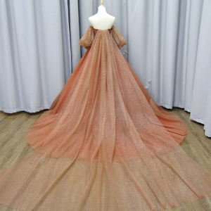Jancember MZ0032 Robes de soirée princesse orange chérie avec manche détachable - Product Image 5