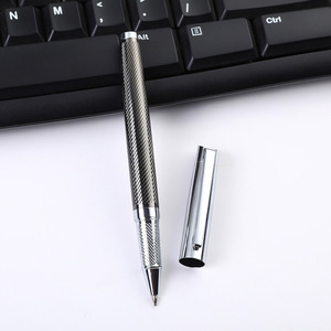 Stylo Rollerball Métallique Deluxe Brillant Gaufré, Placage Argenté/Or/Gunmetal Effet Miroir, Finition Laquée Noire Courbée, Stylo Sportif - Product Image 4