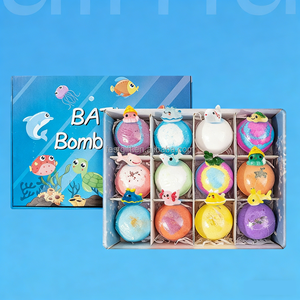 Set de Bolas de Sal de Baño con Temática Oceánica, 12 Bolas de Baño Efervescentes de 60g en Caja de Regalo, Perfume Duradero para Niños y Bomba de Baño - Product Image 4