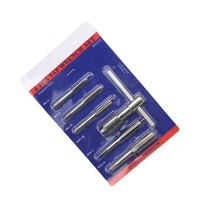 Pexmientas 6 buah Set kunci Tap, pegangan T metrik dapat disesuaikan M6/M7/M8/M10/M12 alat jahit tangan ketukan dan Set mati