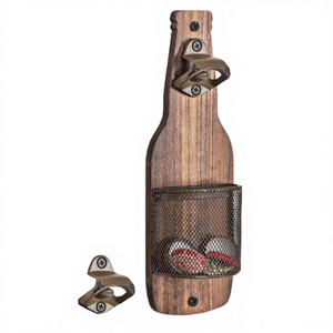 Offre Spéciale Décapsuleur Mural en Bois Vintage Écologique en Alliage de Zinc pour Amateurs de Bière, Logo Personnalisable, Emballage Boîte - Product Image 4