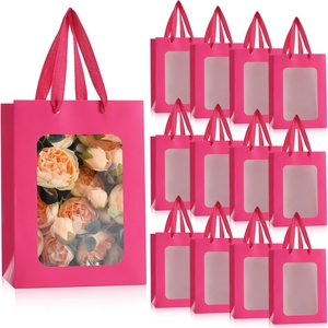 Bolsas de papel Kraft de embalaje de regalo de flores personalizadas con ventana transparente - Product Image 2