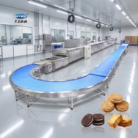 Ligne de production commerciale entièrement automatique en acier inoxydable 304 avec mélangeur à pâte électrique et à gaz, four à biscuits et four tunnel