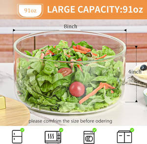 ชามแก้วเล็กพร้อมฝาปิดทำจาก<span class=keywords><strong>ไม้</strong></span>ชาม<span class=keywords><strong>ใส</strong></span>่สลัดผลไม้ขนาดใหญ่พิเศษสำหรับใช้ในห้องครัวงานตามสั่ง - Product Image 3