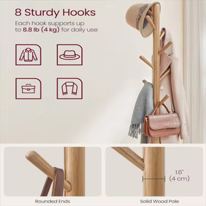 <span class=keywords><strong>VASAGLE</strong></span> Porte-manteau multifonction à 2 niveaux avec 8 crochets et <span class=keywords><strong>étagère</strong></span> <span class=keywords><strong>de</strong></span> <span class=keywords><strong>rangement</strong></span>, 170,7 cm <span class=keywords><strong>de</strong></span> haut, pour entrée/hall/chambre, couleur naturelle - Product Image 5