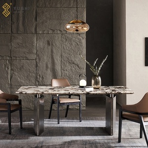 Yushi gruppo di lusso mobili per la casa in marmo naturale tavolo da pranzo in marmo di <span class=keywords><strong>montagna</strong></span> argento volpe in marmo Set tavolo - Product Image 2