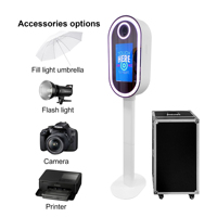 Cabine photo portable ovale de 15,6 pouces avec cadre LED, appareil photo numérique reflex numérique, cabine photo en métal, Wi-Fi activé, impression en libre-service