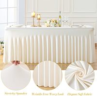 Nappe de Table Extensible en Spandex Blanc de 6 Pieds pour Vente en Gros, Couverture Ajustée Rectangulaire pour Tables Pliantes Standard de Mariage