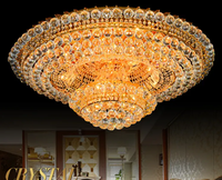JYLIGHTING vente en gros de plafonnier en cristal de haute qualité plafonnier rond en cristal doré pour chambre d'hôtel de luxe