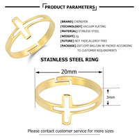 Bague ajustable en acier inoxydable pour femme, design simple, bijoux en or, motif croix