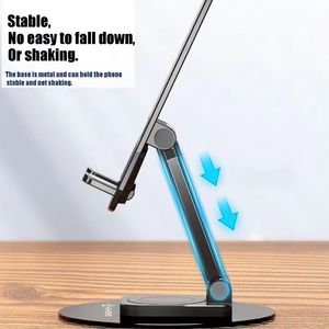 Opvouwbare, verbeterde aluminiumlegering, verstelbare hoogte, 360 graden draaibare mobiele telefoonhouder voor <span class=keywords><strong>iPhone</strong></span> voor op het bureau - Product Image 3