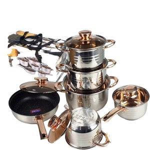 Offre Spéciale : Batterie de Cuisine Moderne <span class=keywords><strong>12</strong></span> Pièces en Acier Inoxydable avec Poignées Dorées – Ensemble de Casseroles et Poêles pour la Cuisine Domestique, Matériau Métallique Durable - Product Image 1