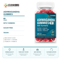 Gummies d'Ashwagandha 2000mg, 120 unités, saveur Baies Mixtes, avec Vitamine D3, B12 et Curcuma, Supplément OEM Personnalisé Marque Privée, Qualité 100000