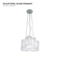 Suspension en verre nuage blanc avec abat-jour sculptural superposé pour salle à manger, salon, chambre, restaurant, hall d'hôtel, villa