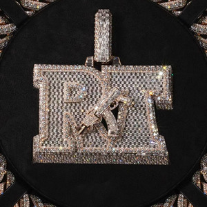 Hip Hop RT Letter Diamond <b>Pendant</b> 18K <b>Gold</b> Baguette Cut Natural Diamonds Men's Fashion Jewelry - Product Image 1