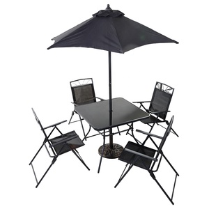 Patio jardín duradero 6 piezas al aire libre <span class=keywords><strong>juego</strong></span> <span class=keywords><strong>de</strong></span> comedor con mesa <span class=keywords><strong>de</strong></span> comedor, <span class=keywords><strong>4</strong></span> <span class=keywords><strong>sillas</strong></span> reclinables y un <span class=keywords><strong>juego</strong></span> <span class=keywords><strong>de</strong></span> Parasol - Product Image 2