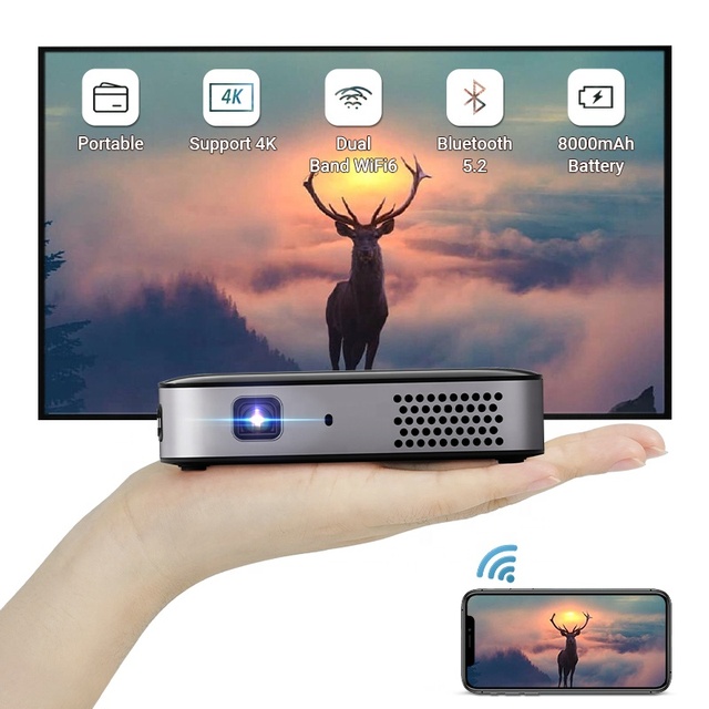 Hotack D061AQ Full HD 1080P Dlp Pocket Projecteur Smart Android Wireless Phone Proyector Portable Travel Mini Projector