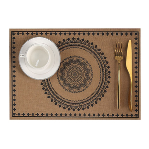 Tappetino di lino quadrato Logo personalizzato stampato in juta modello impermeabile sottobicchiere ristorante e piatto di nozze tappetino all'ingrosso - Product Image 1