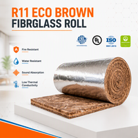 Rouleaux d'isolation en laine de verre écologique marron ASTM C1104, absorption d'humidité, R11, 3,5 pouces, UET, pour toiture
