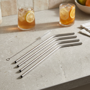 Stainless Steel <b>Drinking</b> <b>Straws</b> Set with Cleaning Brush Dishwasher Safe Polished Round Bendable Metal <b>Straws</b> <b>for</b> Beverage - Product Image 3