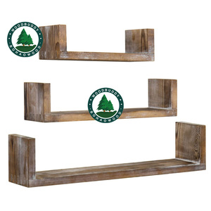 Woodbuddy Solid Wood Wall <b>Shelf</b> U Shape <b>Pine</b> Wood Living Room Plant Display Rack Customizable Size Wall Mounted Type - Product Image 1