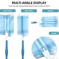Plumeau à clipser bleu, outil de nettoyage domestique léger pour meubles, étagères et surfaces planes