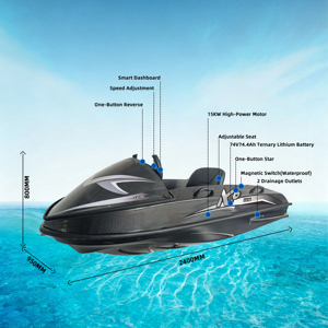 เรือคาร์ท Aqua Kart สำหรับขาย เรือคาร์ทแบบดริฟท์สำหรับผู้ใหญ่และวัยรุ่น กำลังขับเคลื่อนด้วยใบพัด 15000 วัตต์ แบตเตอรี่ลิเธียม 74 โวลต์ - Product Image 3