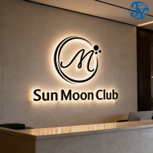 Insegna <span class=keywords><strong>LED</strong></span> Personalizzata con Logo Aziendale 3D JUYI, Insegna Luminosa Retroilluminata in Metallo Dorato e Acrilico - Product Image 2