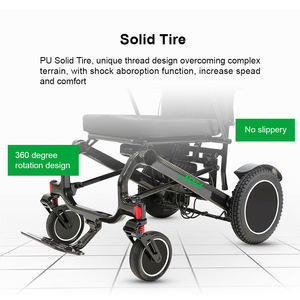 Silla de ruedas motorizada ligera con marco de fibra de carbono Caja de cartón de metal eléctrica negra Batería de iones de litio Ce 2 PCS Clase II 20KM - Product Image 6