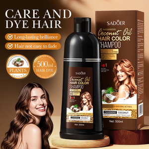 SADOER Nouveau Shampooing Colorant à l'Huile de Coco Nourrissant pour Nettoyer la Couleur des <span class=keywords><strong>Cheveux</strong></span> Brillance Longue Durée Hydratant Soins des <span class=keywords><strong>Cheveux</strong></span> et de la Peau - Product Image 1