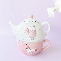 Service de table de Pâques en céramique, design poulet, assiette, tasse, beurrier, théière pour la décoration de la table de la cuisine à la maison