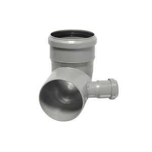 Raccordo a gomito in PP HTB con attacco sinistro per vetro 110/40 per sifoni idraulici - Product Image 1