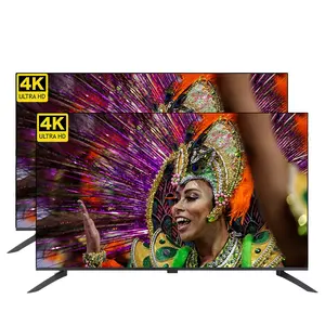 Tv layar datar tanpa bingkai, televisi Android layar pintar 4K Led 60 inci dengan penyimpanan Internal