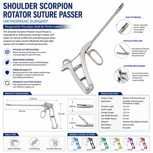 Al MidaHealth Care : Kit d'instruments chirurgicaux orthopédiques pour suture arthroscopique de l'épaule, type Scorpion, manuel, ISO13485 CE - Product Image 6